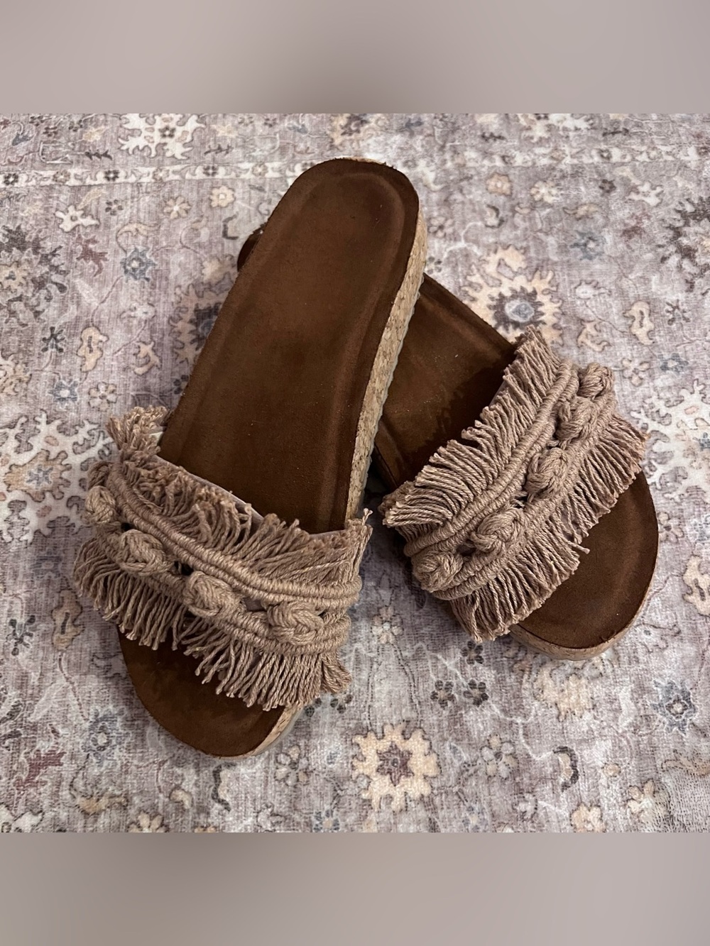 NEW Macrame Fringe Slip On Slide Sandals from Puerto Vallarta Mexico